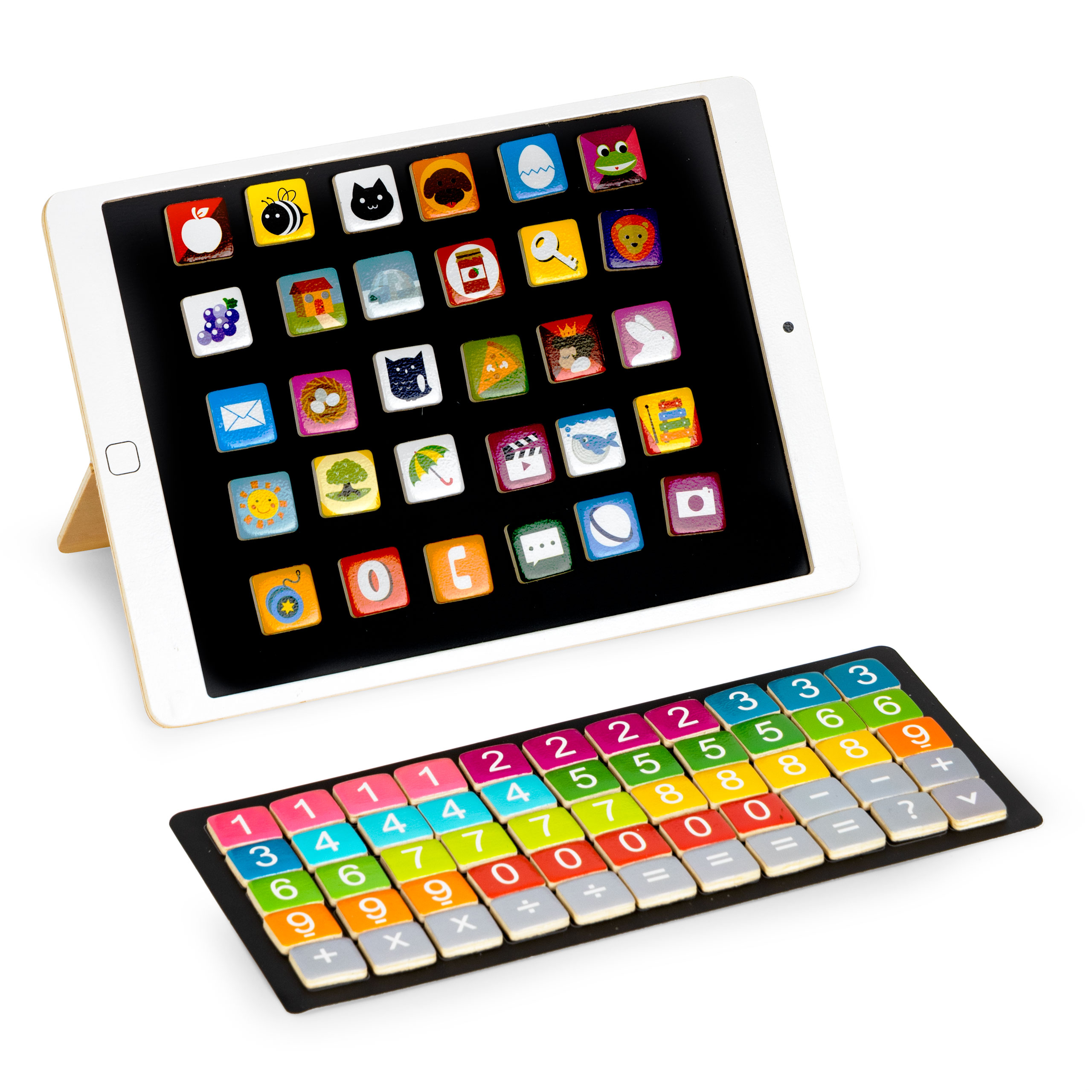 Drewniany tablet edukacyjny tablica magnetyczna kredowa ECOTOYS - obrazek 2