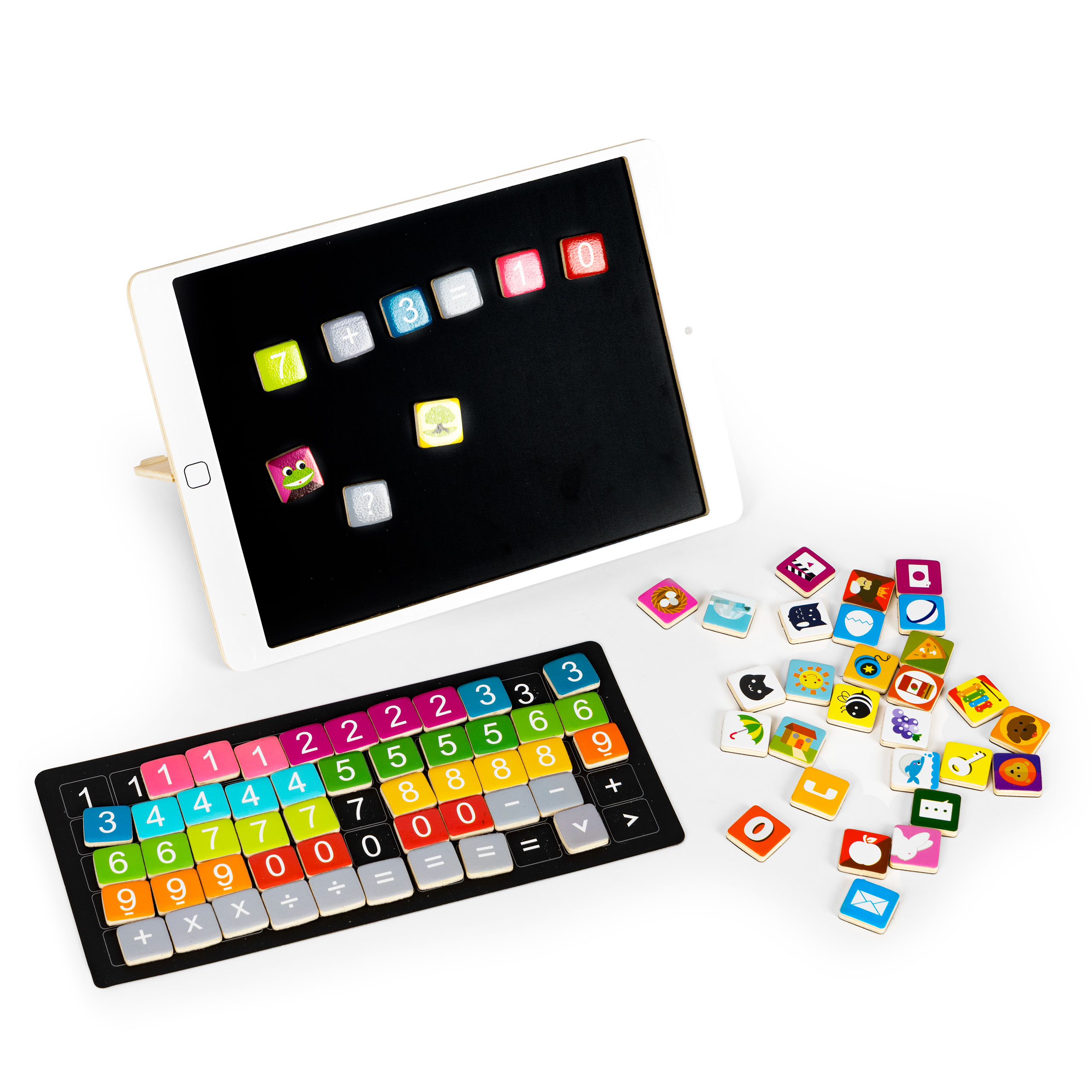 Drewniany tablet edukacyjny tablica magnetyczna kredowa ECOTOYS - obrazek 4
