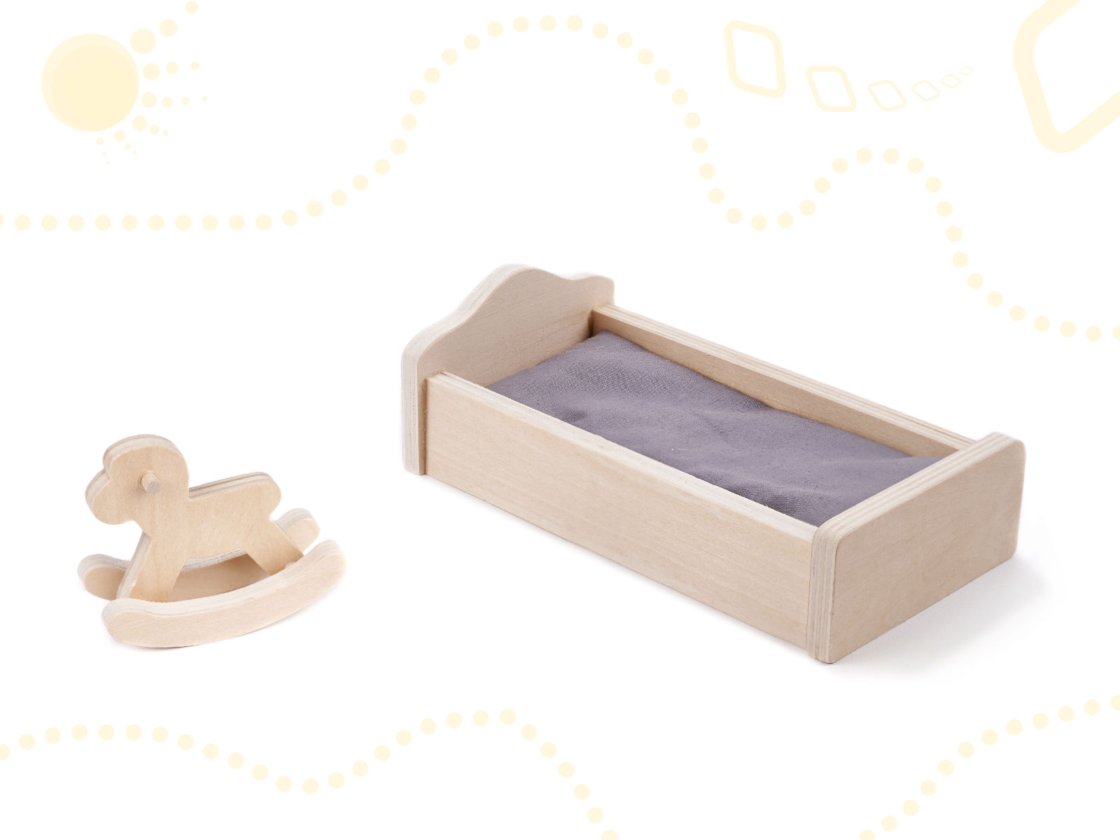 Domek dla lalek drewniany mebelki 70cm szary - obrazek 12