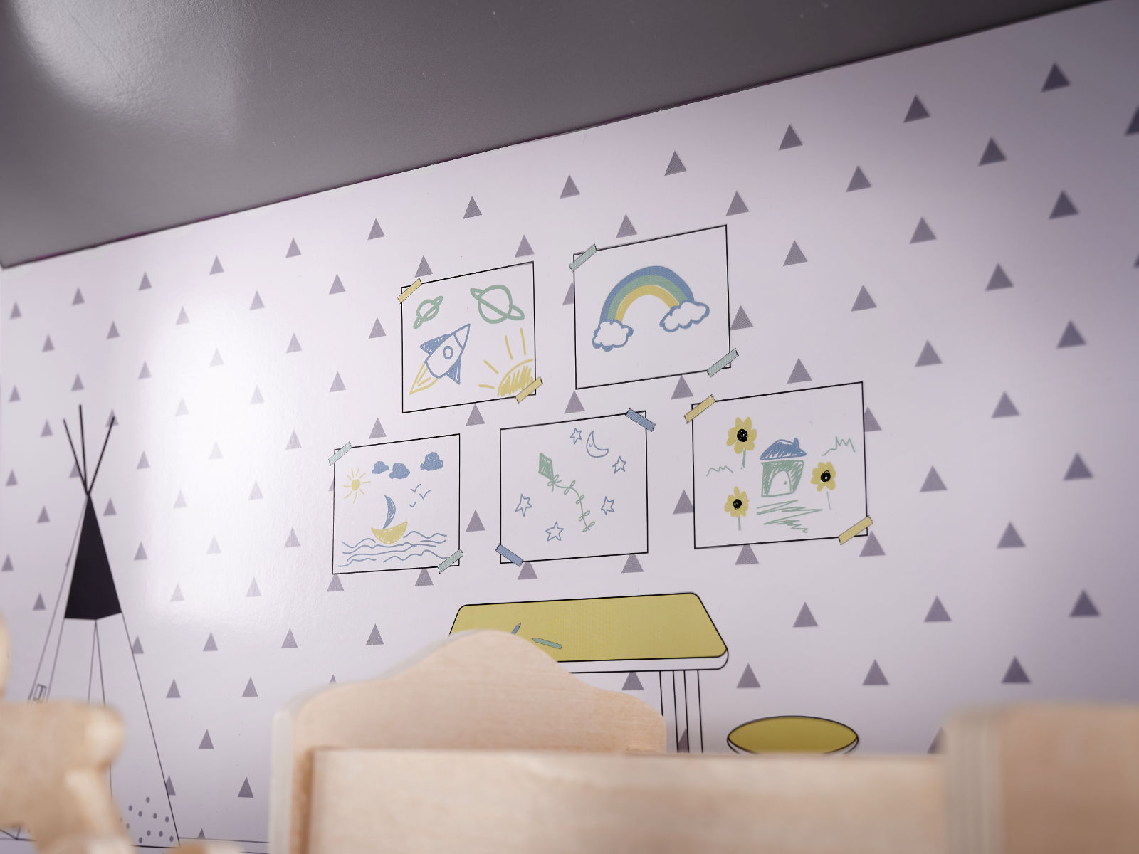 Domek dla lalek drewniany mebelki 70cm szary - obrazek 15