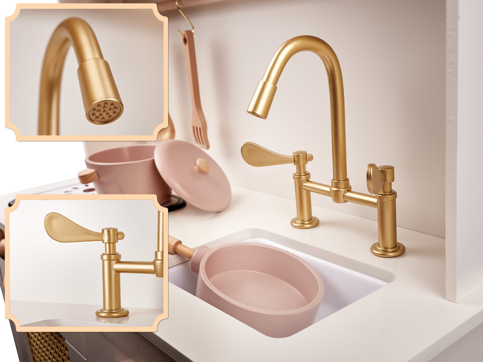 Kuchnia dla dzieci drewniana MDF retro z akcesoriami BOHO 100cm - obrazek 8