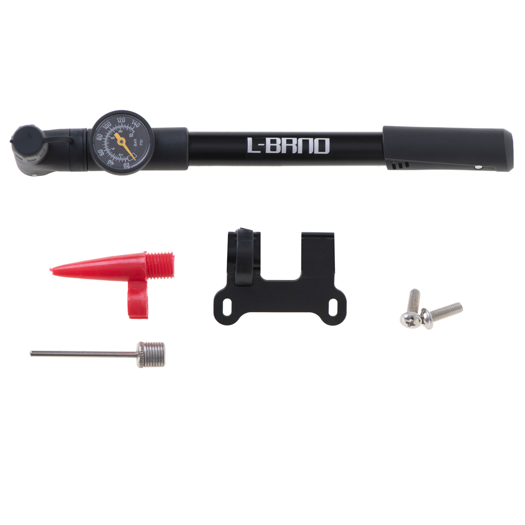 L-BRNO Pompka do roweru z manometrem rowerowa ręczna do piłki materaca z uchwytem na rower - obrazek 3