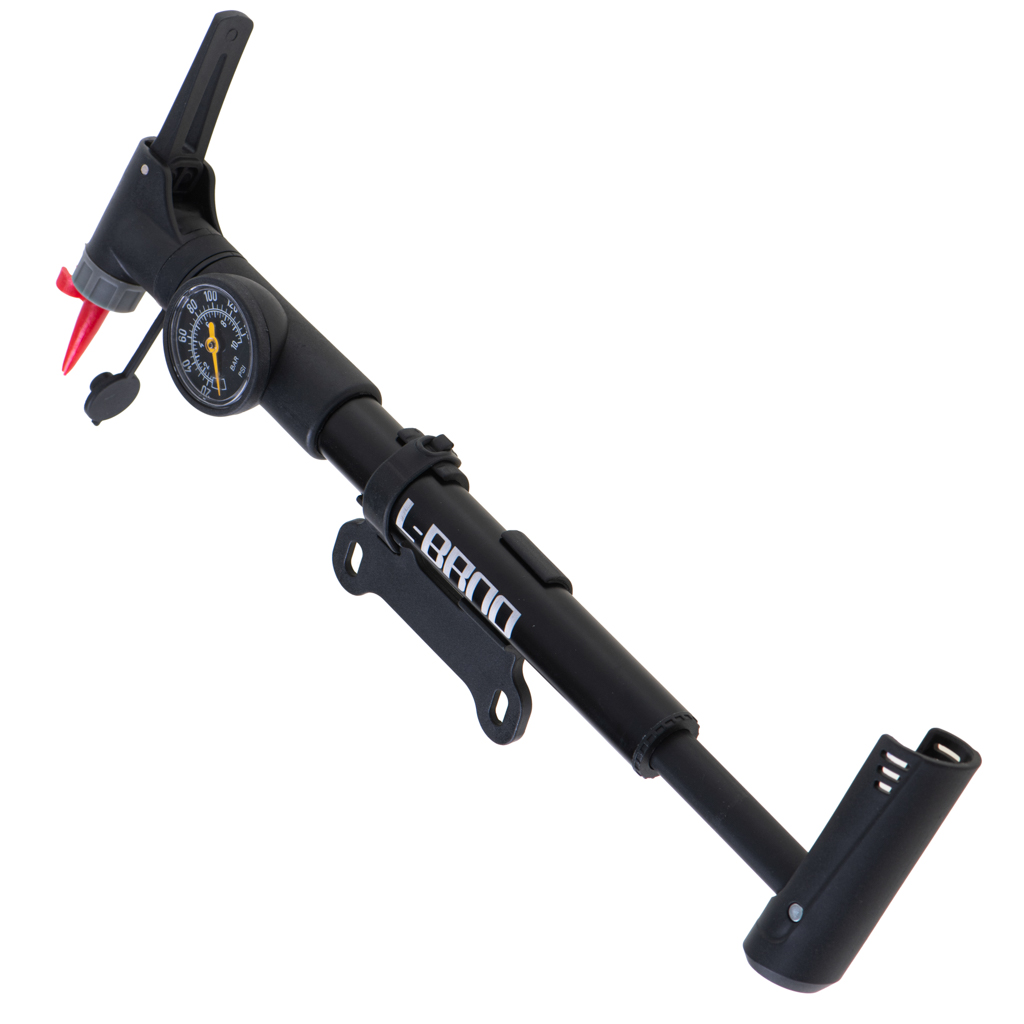 L-BRNO Pompka do roweru z manometrem rowerowa ręczna do piłki materaca z uchwytem na rower - obrazek 6