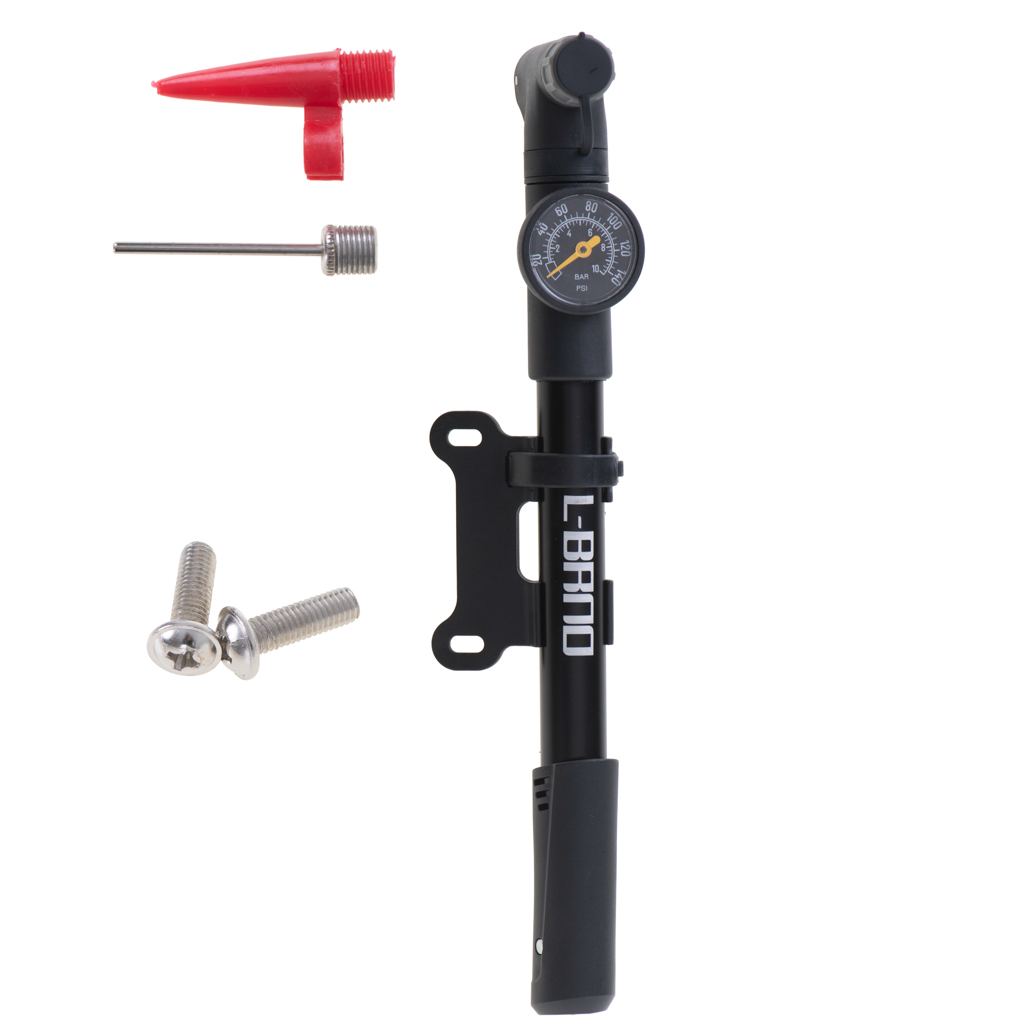 L-BRNO Pompka do roweru z manometrem rowerowa ręczna do piłki materaca z uchwytem na rower - obrazek 10
