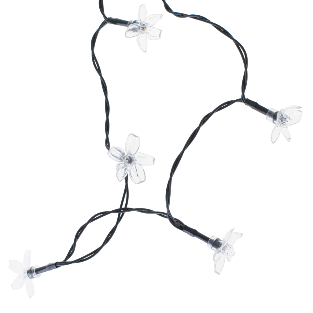 Lampki ogrodowe solarne kwiatki 7m 50LED ciepły biały - obrazek 2