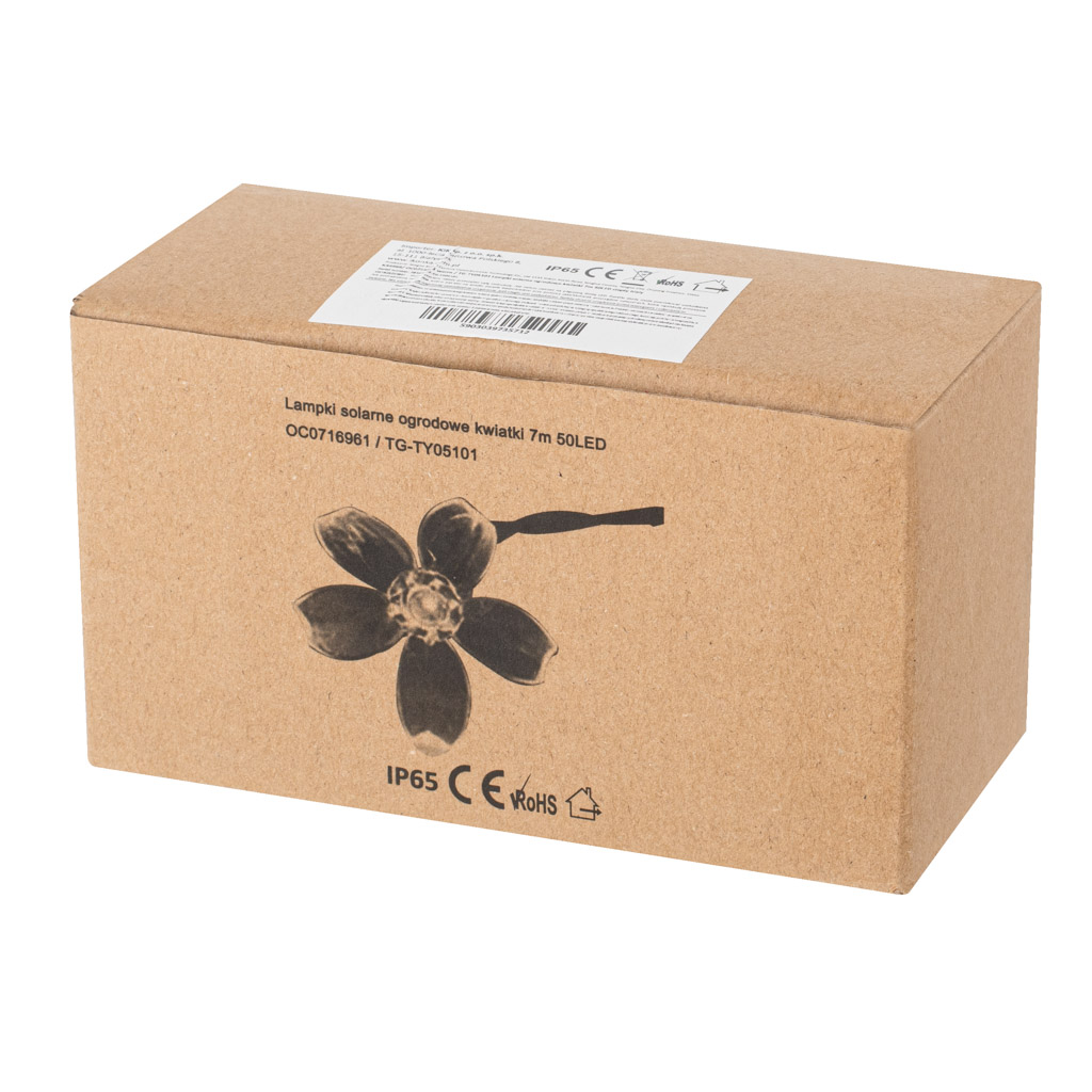 Lampki ogrodowe solarne kwiatki 7m 50LED ciepły biały - obrazek 6