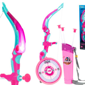 Łuk ze strzałkami i tarczą zestaw strzelecki różowy
