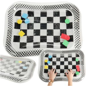Mata wodna sensoryczna dmuchana dla niemowląt czarno-biała szachownica XXL 65x50 cm