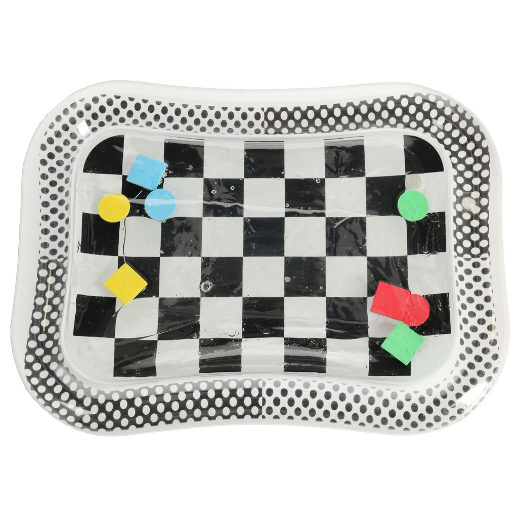Mata wodna sensoryczna dmuchana dla niemowląt czarno-biała szachownica XXL 65x50 cm - obrazek 3