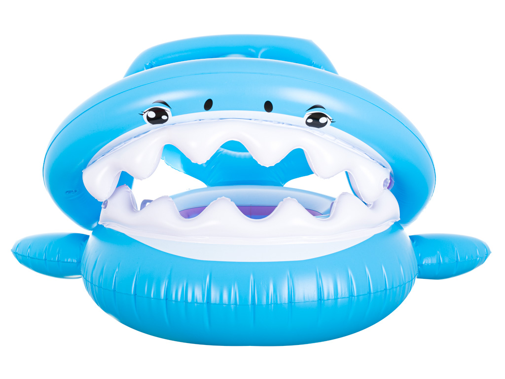 Kółko do pływania dla niemowląt koło pontonik dla dzieci dmuchany z siedziskiem z daszkiem rekin 23kg - obrazek 6