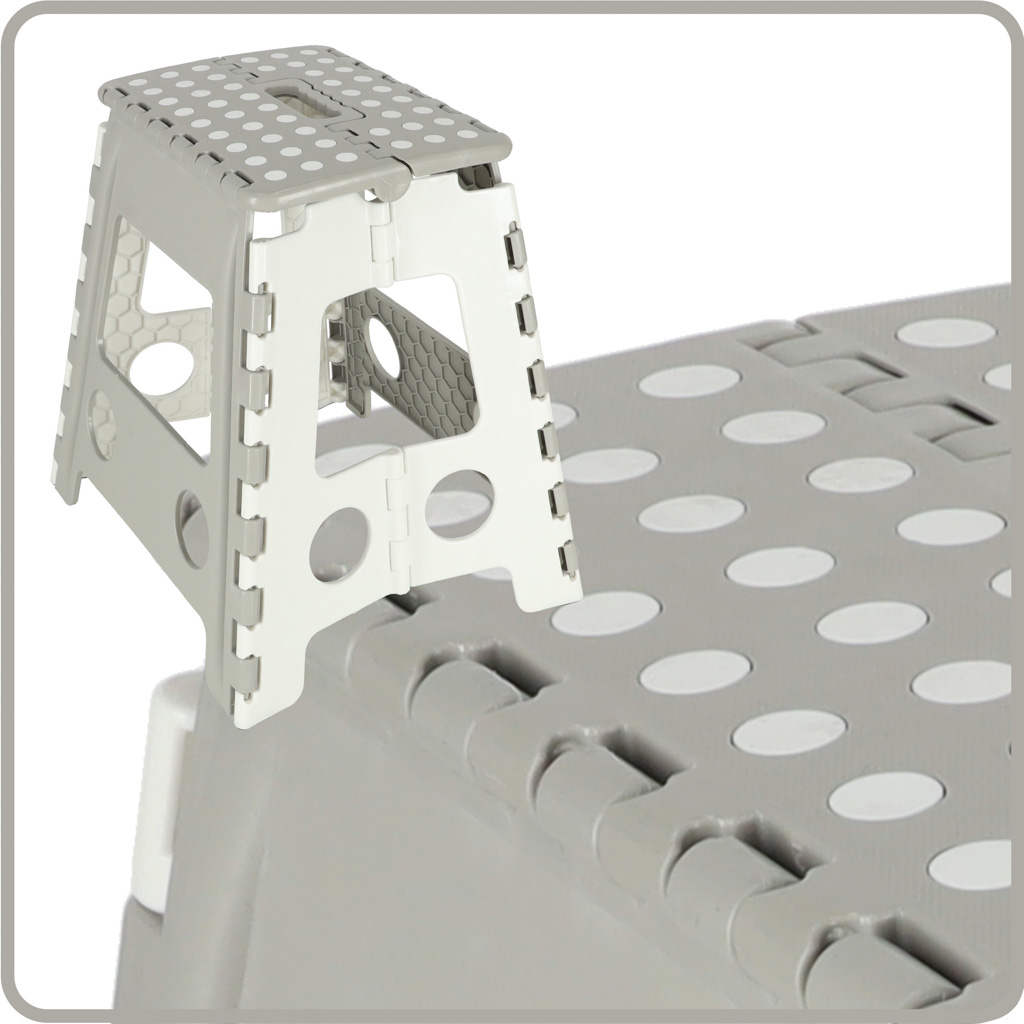 Stołek taboret składany antypoślizgowy wysoki 39cm jasny szary - obrazek 3