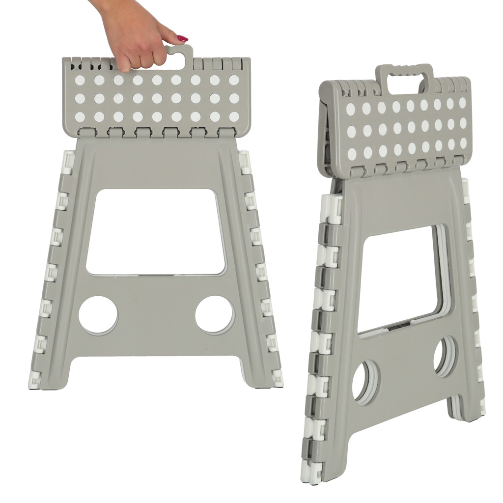 Stołek taboret składany antypoślizgowy wysoki 39cm jasny szary - obrazek 4