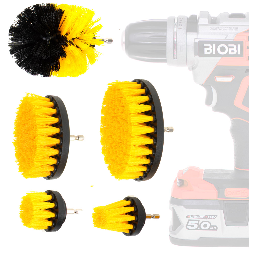 Szczotki na wiertarkę wkrętarkę sprzątające czyszczące wielozadaniowe zestaw 5 sztuk - obrazek 7