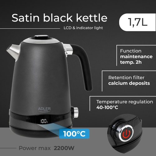 AD 1295 grey Czajnik metalowy 1,7L z LCD & regulacją temperatury - obrazek 12