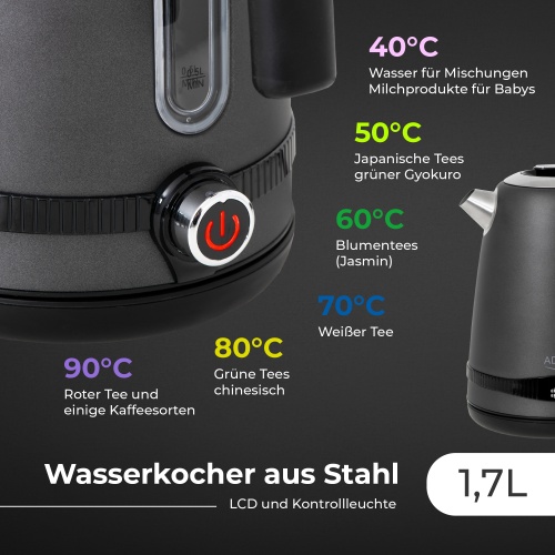 AD 1295 grey Czajnik metalowy 1,7L z LCD & regulacją temperatury - obrazek 15