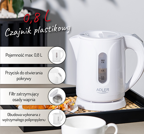 AD 1371 white Czajnik plastikowy 0,8 L - obrazek 13