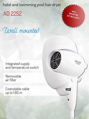 AD 2252 Suszarka 1600 W hotelowo-basenowa - obrazek 9