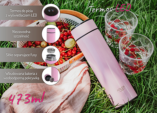 AD 4506 pink Termos LED 473ml różowy - obrazek 14