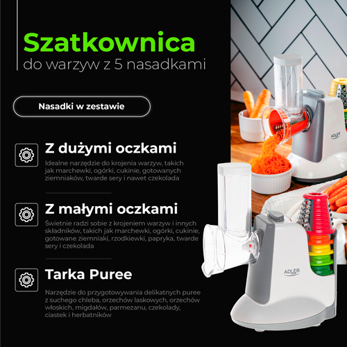 AD 4815 Szatkownica do warzyw z 5 nasadkami - obrazek 12