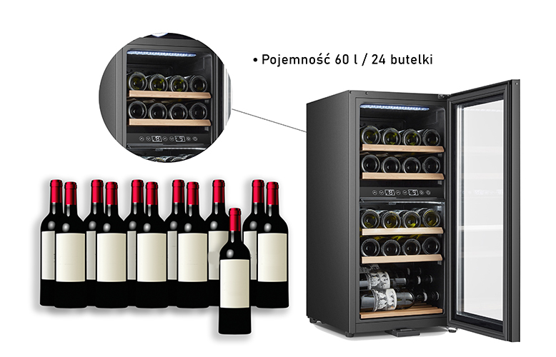 AD 8080 Lodówka na wino 24 butelki/ 60 litrów - obrazek 10