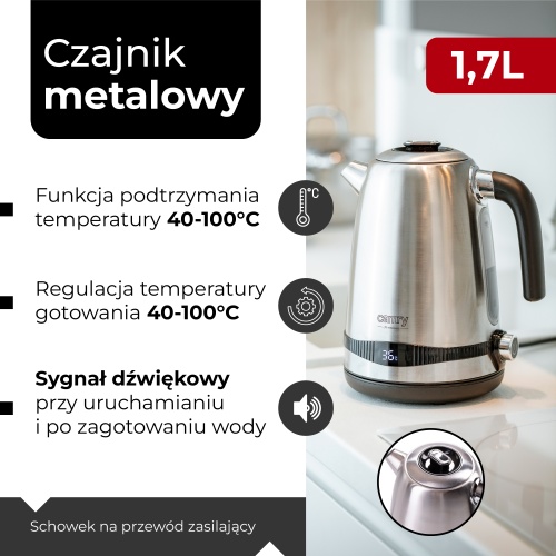 CR 1291 Czajnik metalowy 1,7L z LCD & regulacja temp. - obrazek 2