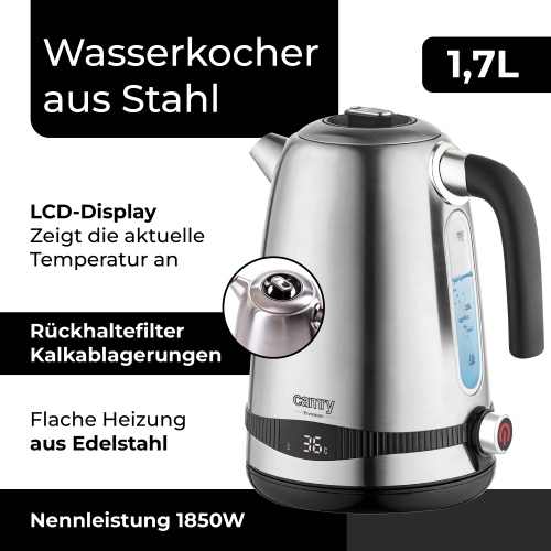 CR 1291 Czajnik metalowy 1,7L z LCD & regulacja temp. - obrazek 5