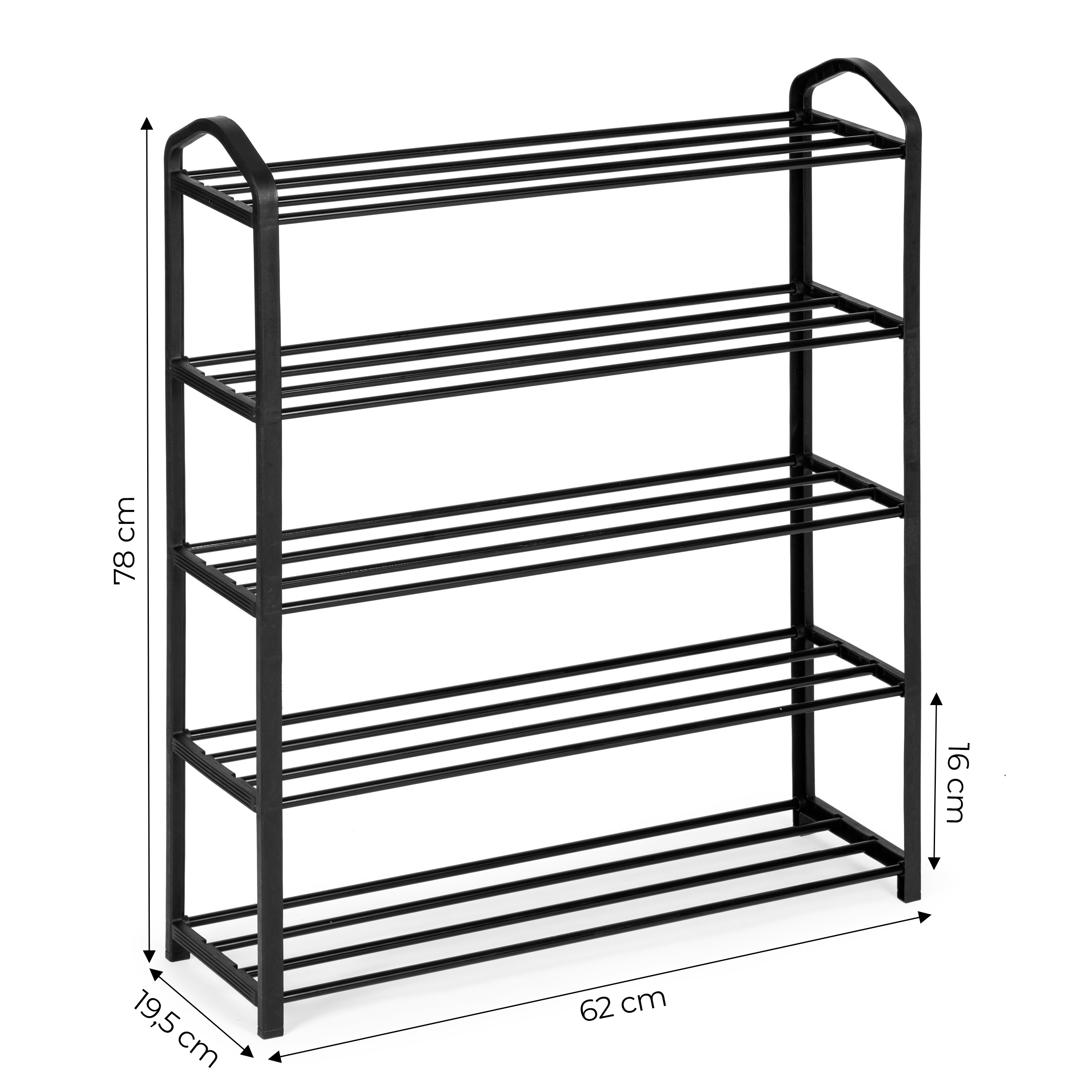 Regał na buty metalowy 5 półek 15 par butów czarny ModernHome - obrazek 5
