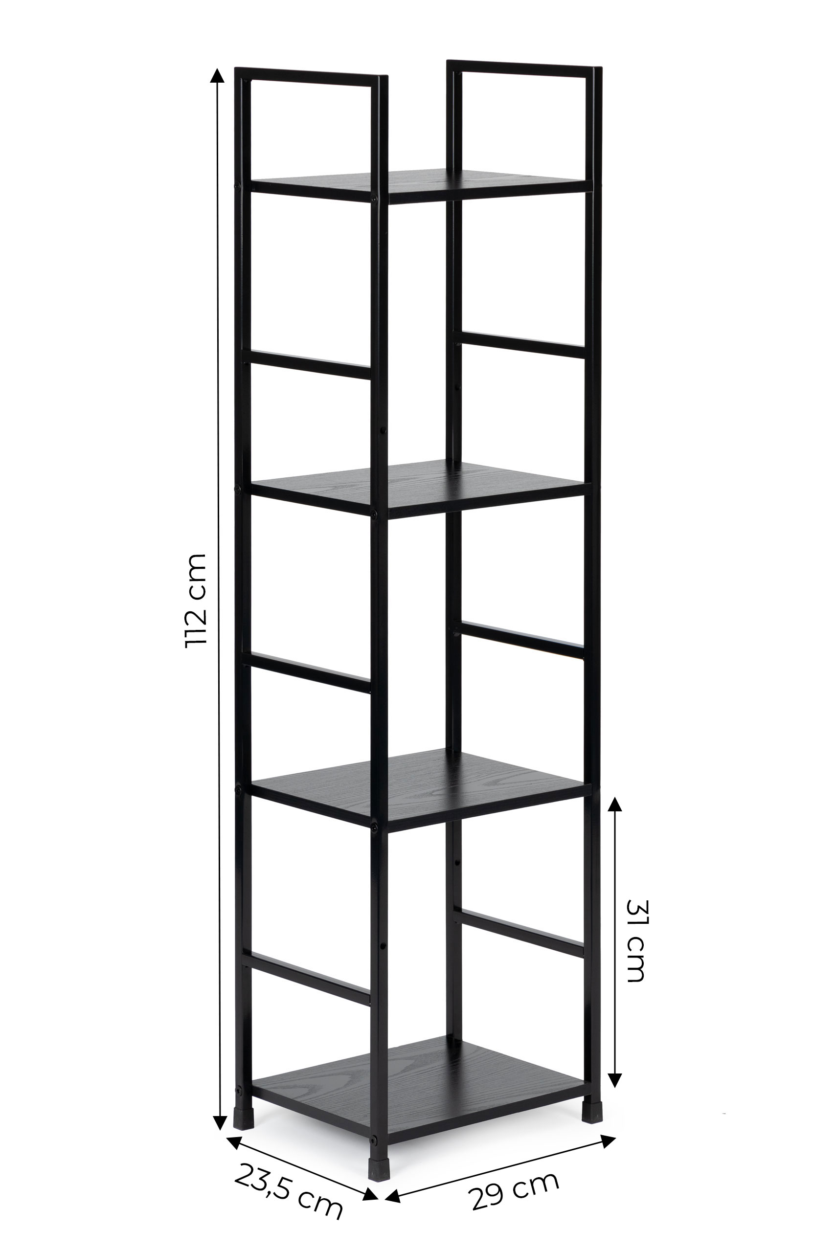 Regał drewniany nowoczesny metalowa rama LOFT 4 półki czarny ModernHome - obrazek 8