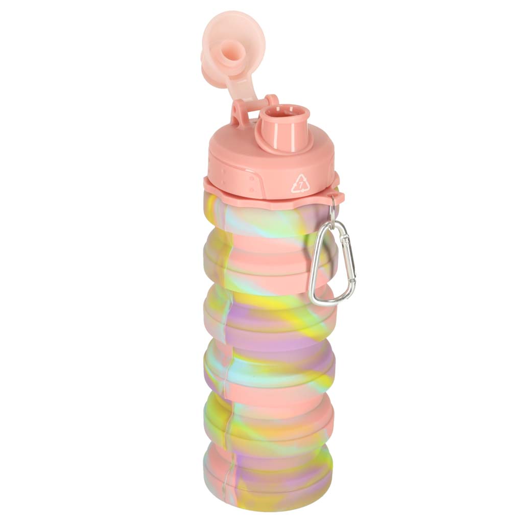 Butelka na wodę bidon silikonowy składany z uchwytem BPA FREE 500ml tęczowy - obrazek 6