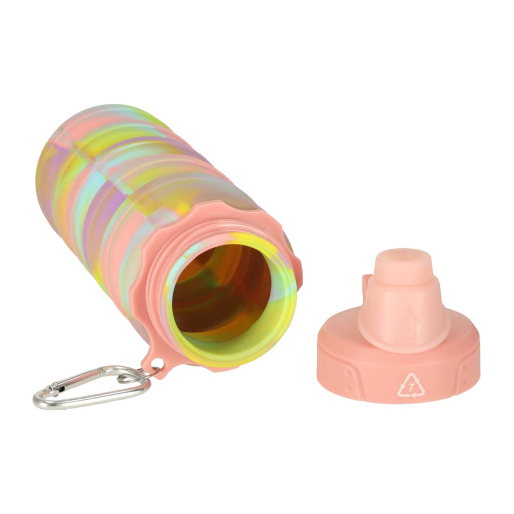 Butelka na wodę bidon silikonowy składany z uchwytem BPA FREE 500ml tęczowy - obrazek 8