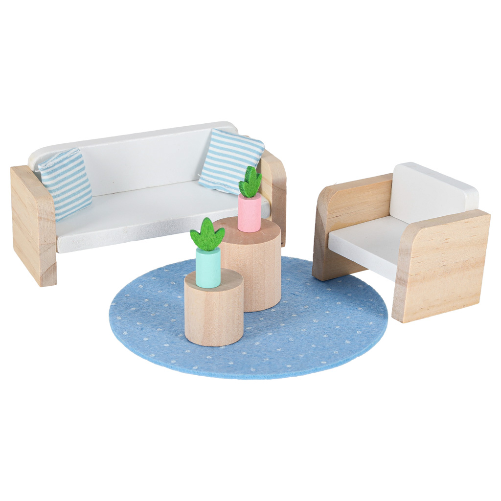 Domek dla lalek w walizce akcesoria drewniane mebelki - obrazek 13