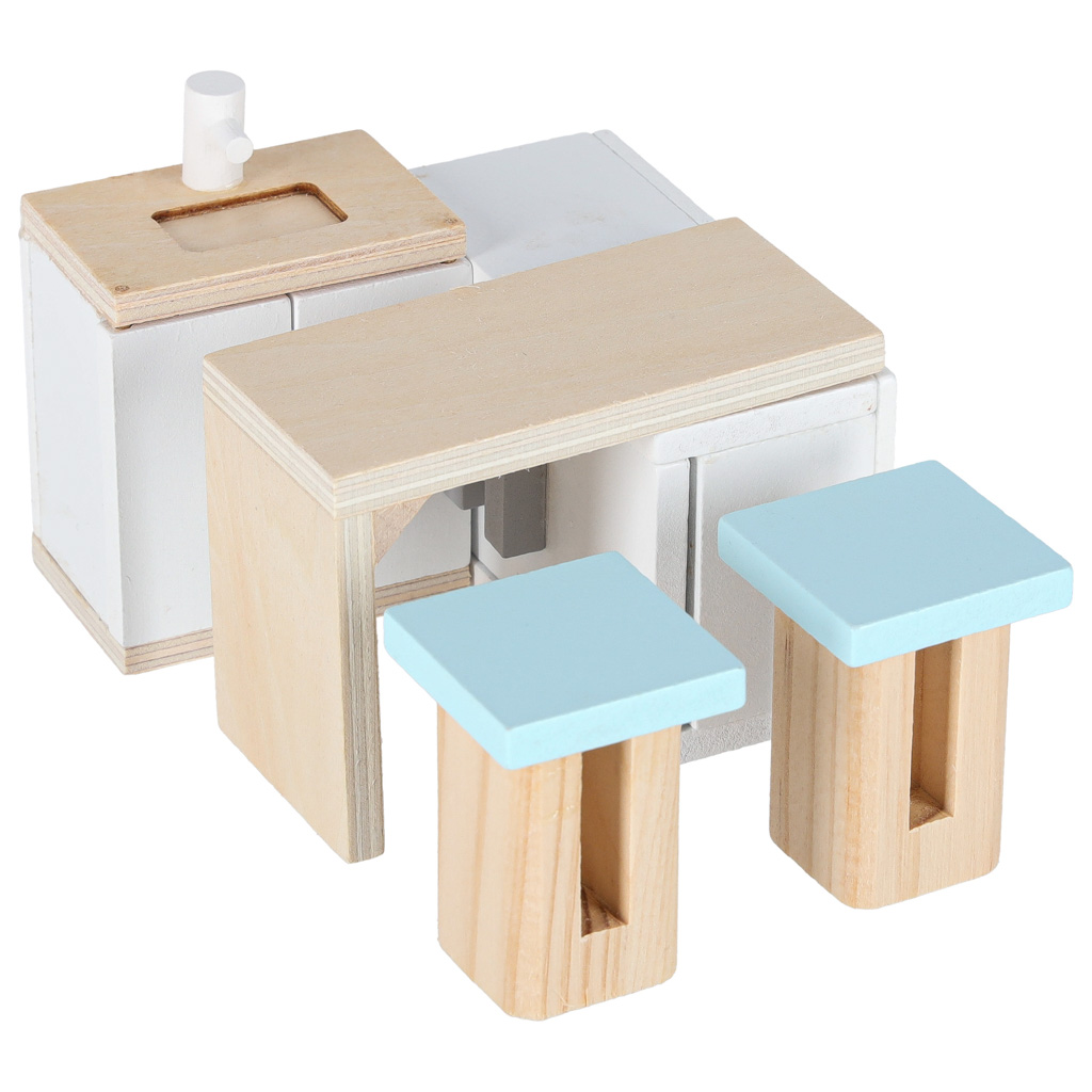 Domek dla lalek w walizce akcesoria drewniane mebelki - obrazek 14