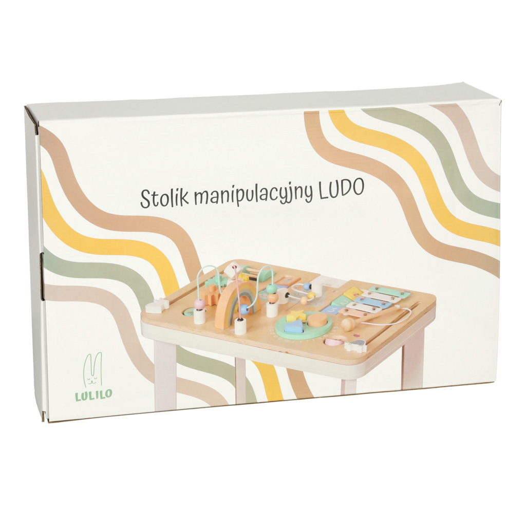 Tablica manipulacyjna LULILO LUDO stolik drewniany sensoryczny 2w1 miętowy - obrazek 14