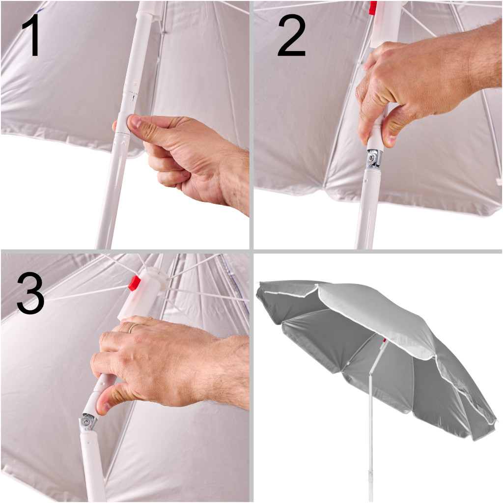 Parasol ogrodowy plażowy regulowany łamany składany UV 150cm szary - obrazek 4