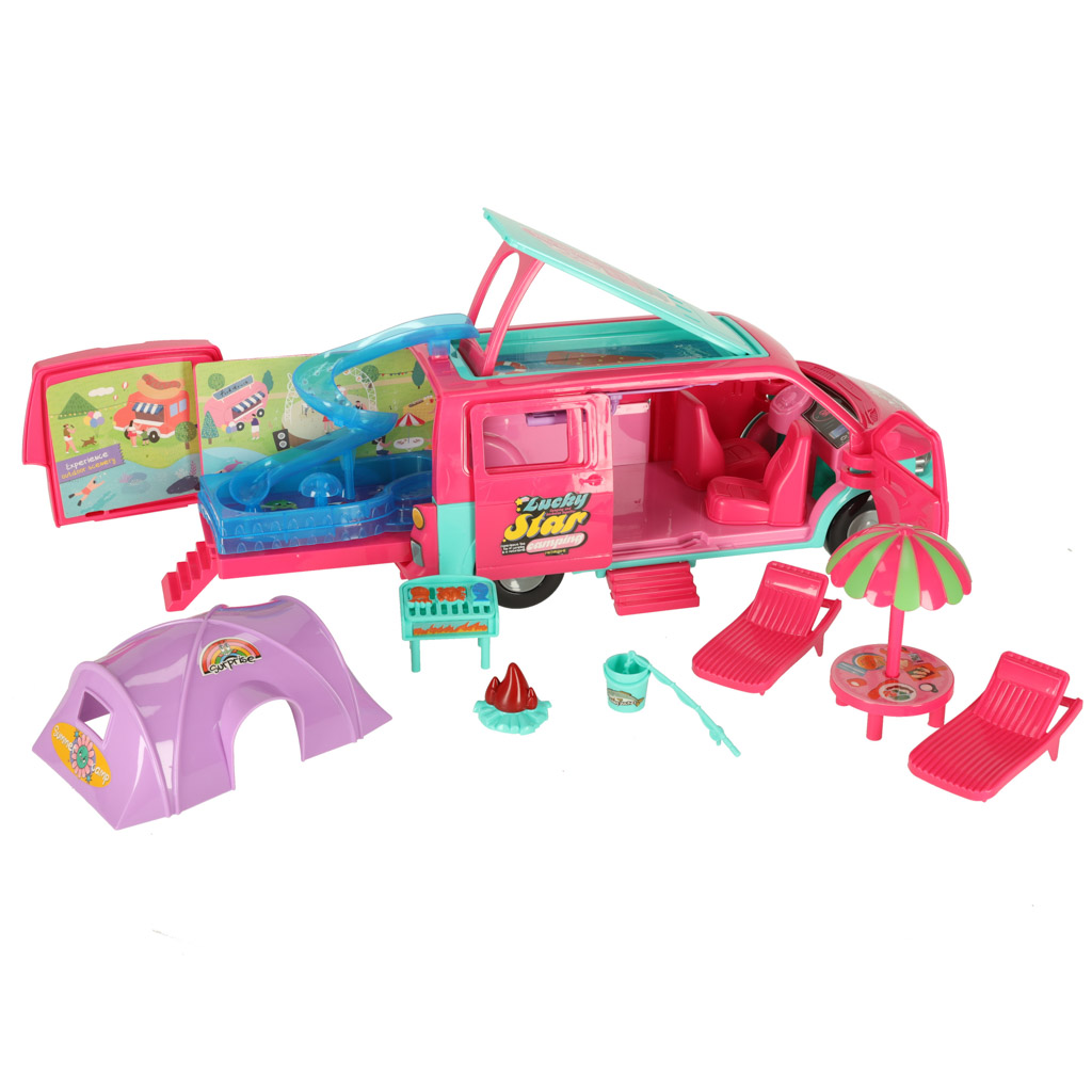 Samochód dla lalek kempingowy kamper akcesoria lalka basen - obrazek 5