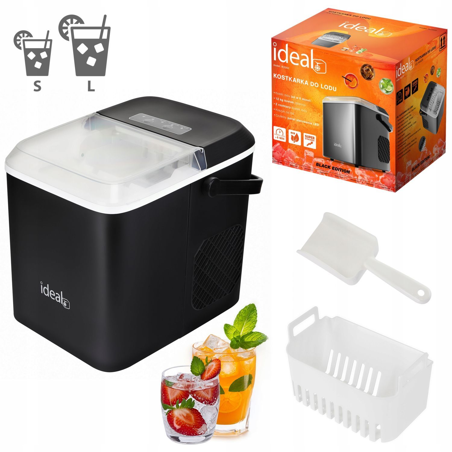 Kostkarka do lodu domowa maszyna do kostek kuszony lód 12 kg 100W IDEAL