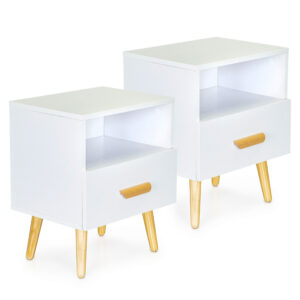 Szafki nocne zestaw 2 szt. nowoczesne stoliki kawowe białe ModernHome