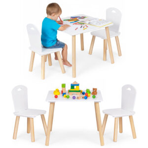 Zestaw mebli dla dzieci stolik + 2 krzesła białe ECOTOYS