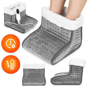 Elektryczny ogrzewacz do stóp z pilotem miękki but 10 poziomów grzania ciemnoszary ModernHome