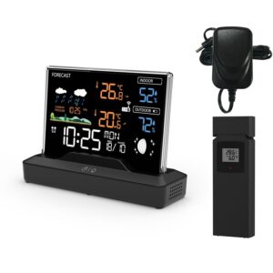 Stacja pogodowa podświetlana wyświetlacz LCD bezprzewodowa z czujnikiem zewnętrznym termometr barometr zegar