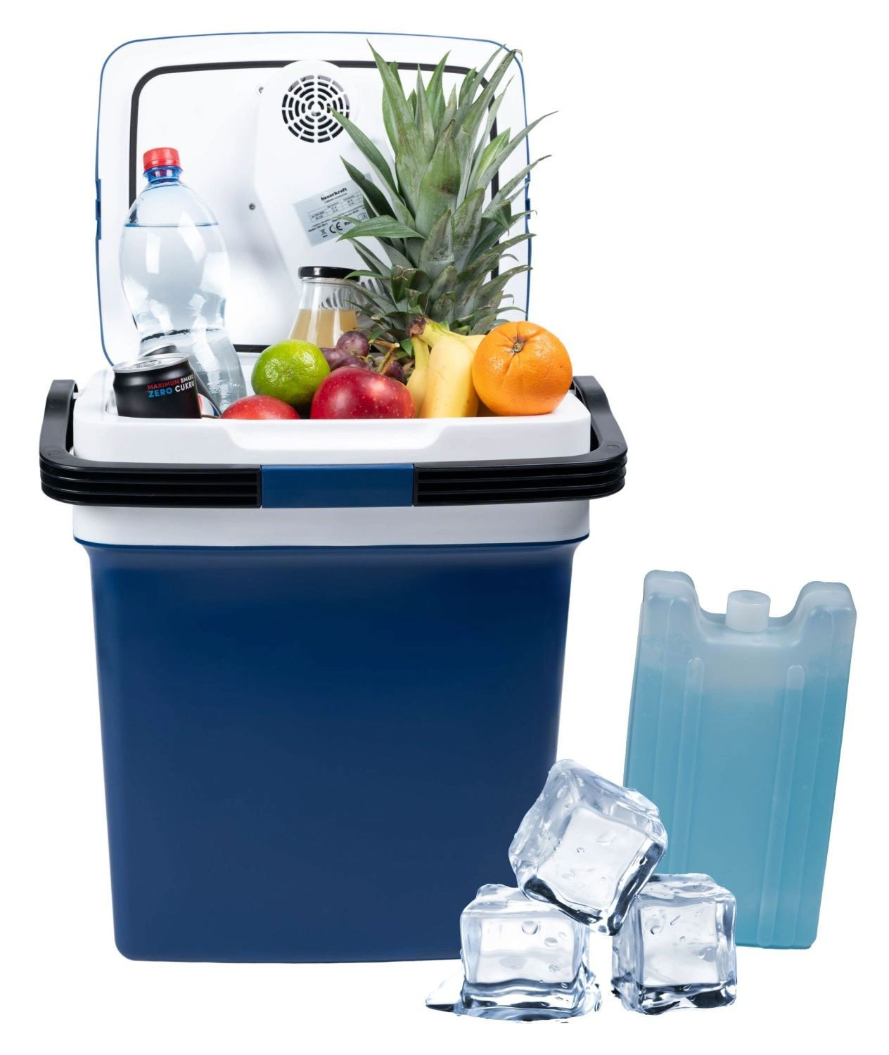 Lodówka turystyczna przenośna samochodowa 29L 220-240V DC12V funkcja grzania wkład gratis niebieska
