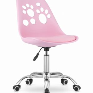 Krzesło PRINT różowe ekoskóra obrotowe chromowana podstawa