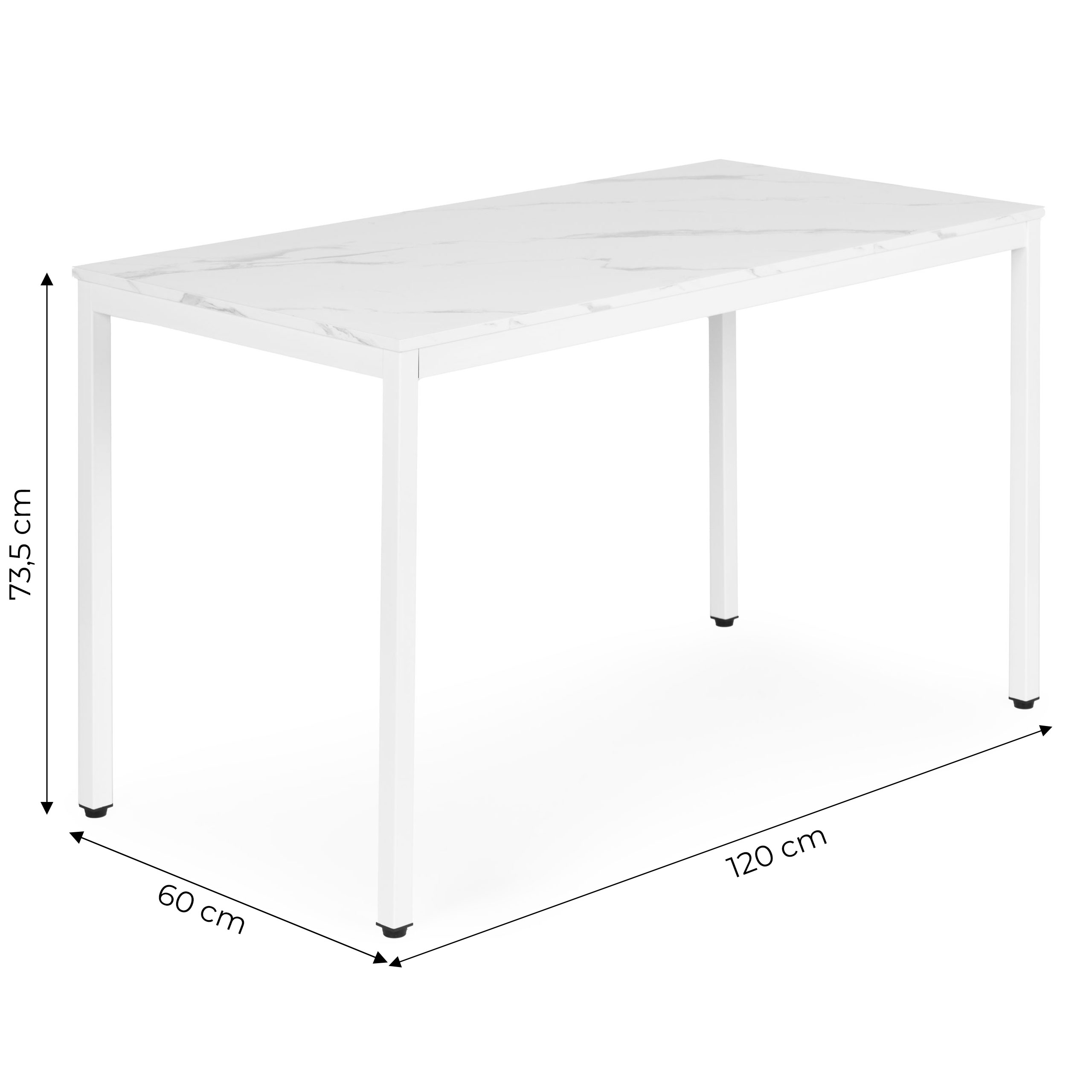Stół do kuchni jadalni dla 4-5 osób biurko komputerowe 120x60 cm biały marmur ModernHome - obrazek 10
