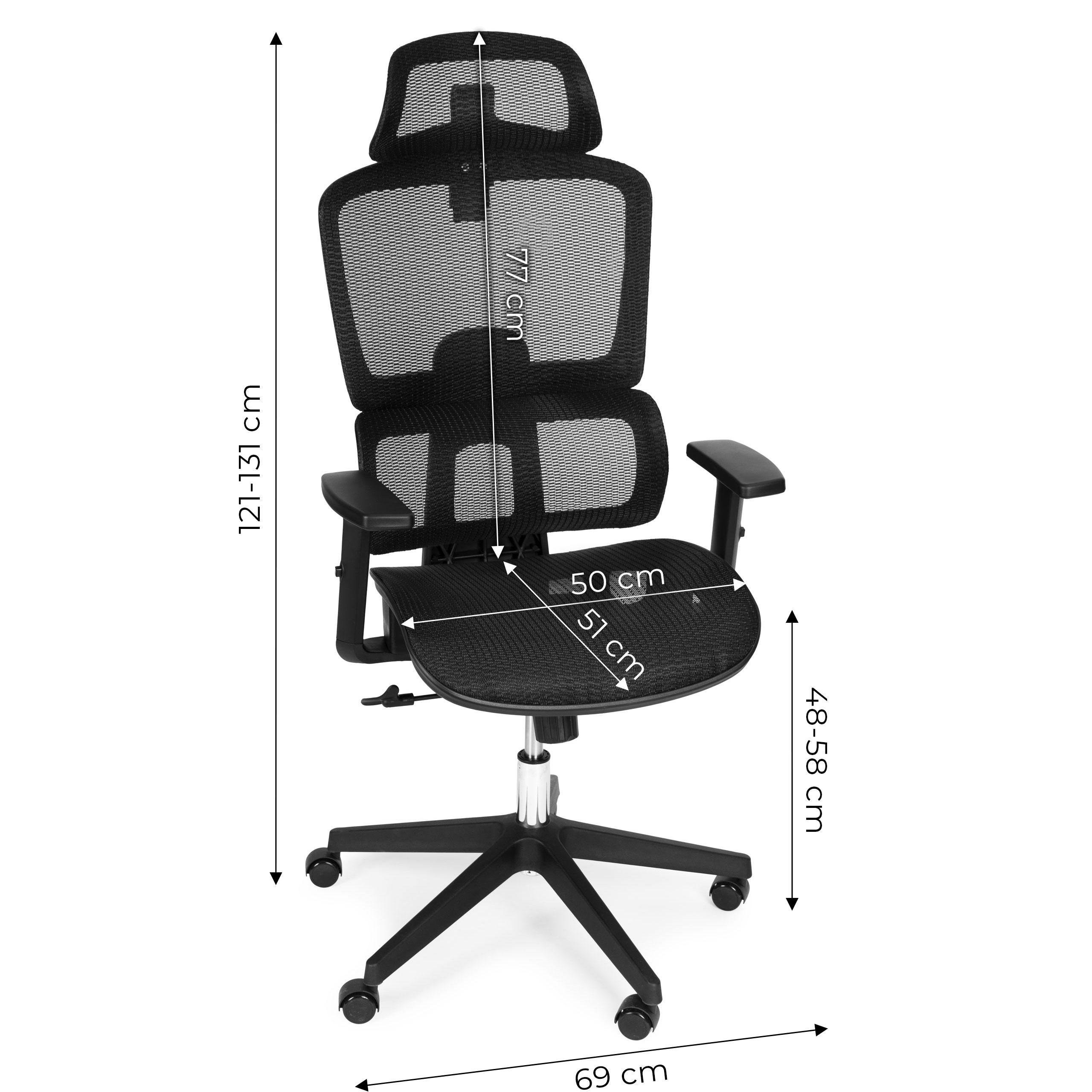 Fotel biurowy obrotowy ergonomiczny regulacja wysokości czarny ModernHome - obrazek 10