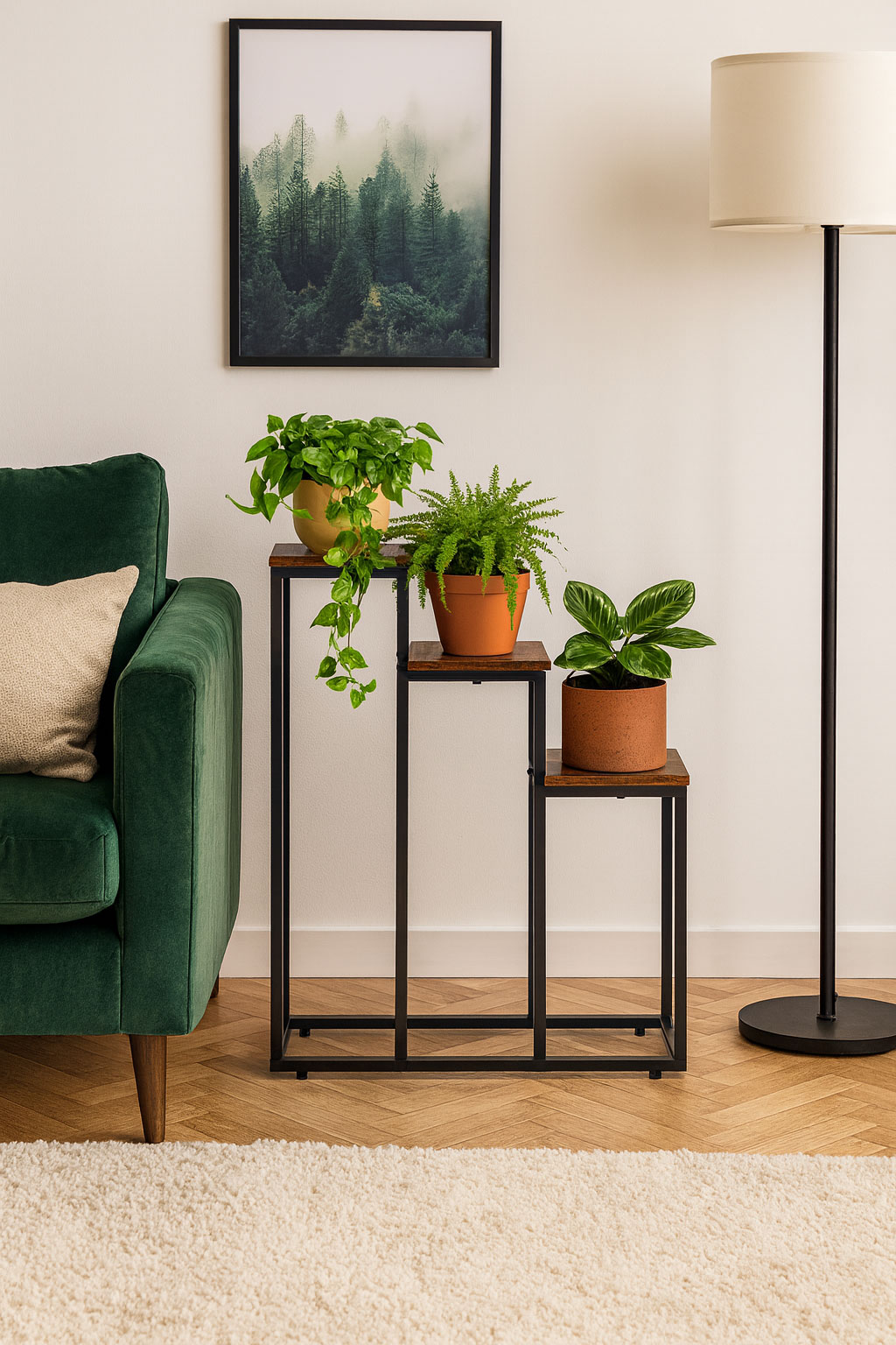 Kwietnik stojący stojak na kwiaty ozdoby 3 półki loft ModernHome - obrazek 2