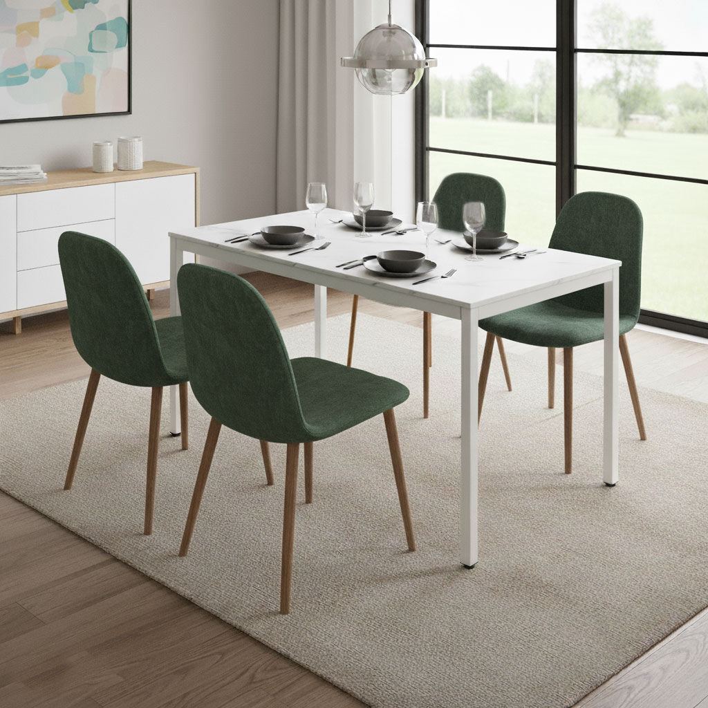 Stół do kuchni jadalni dla 4-5 osób biurko komputerowe 120x60 cm biały marmur ModernHome - obrazek 2