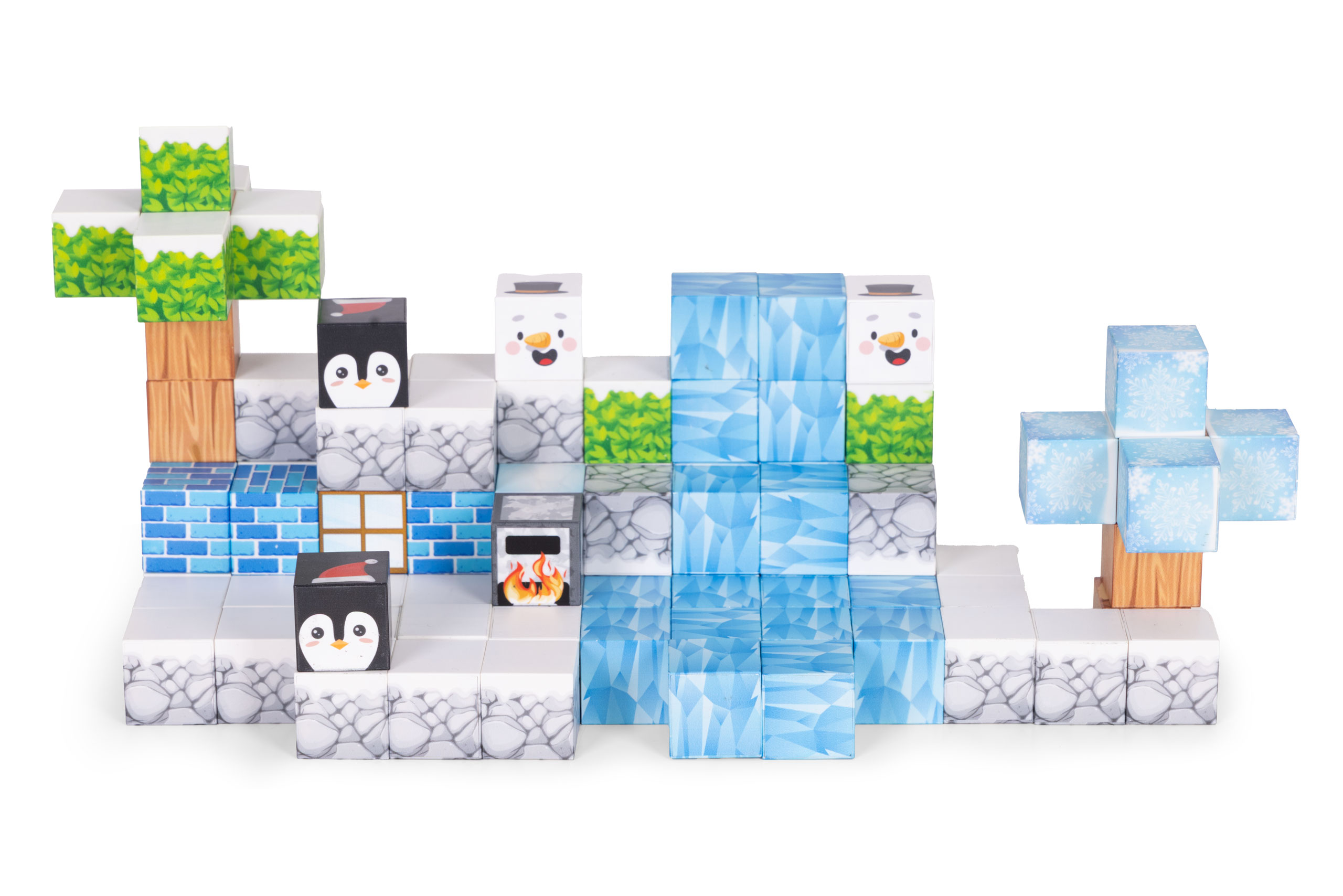 Klocki magnetyczne konstrukcyjne dla dzieci zestaw 97 elementów - Zima - obrazek 2