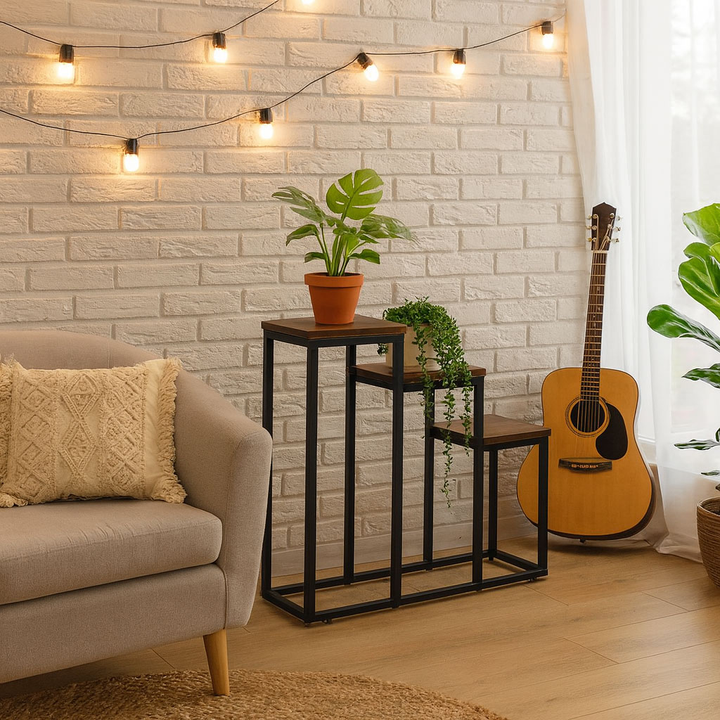 Kwietnik stojący stojak na kwiaty ozdoby 3 półki loft ModernHome - obrazek 3