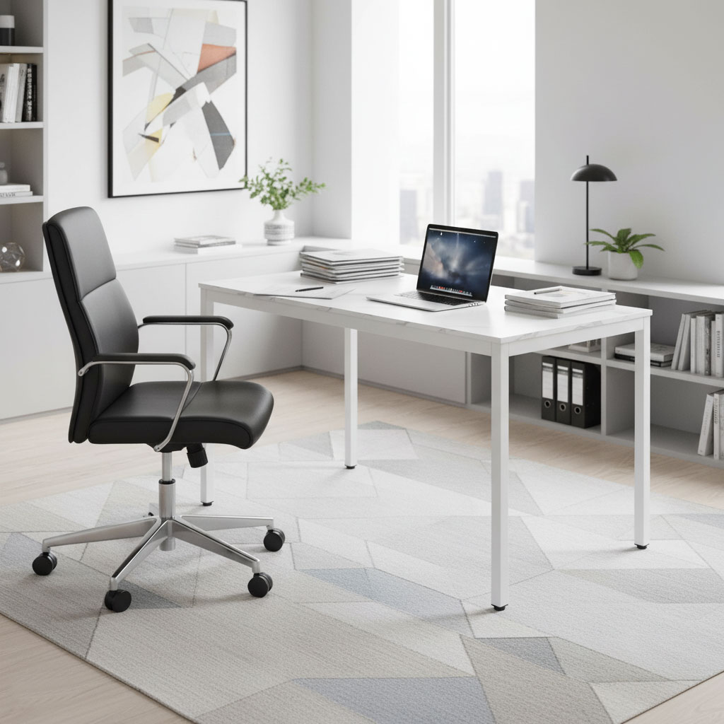 Stół do kuchni jadalni dla 4-5 osób biurko komputerowe 120x60 cm biały marmur ModernHome - obrazek 3