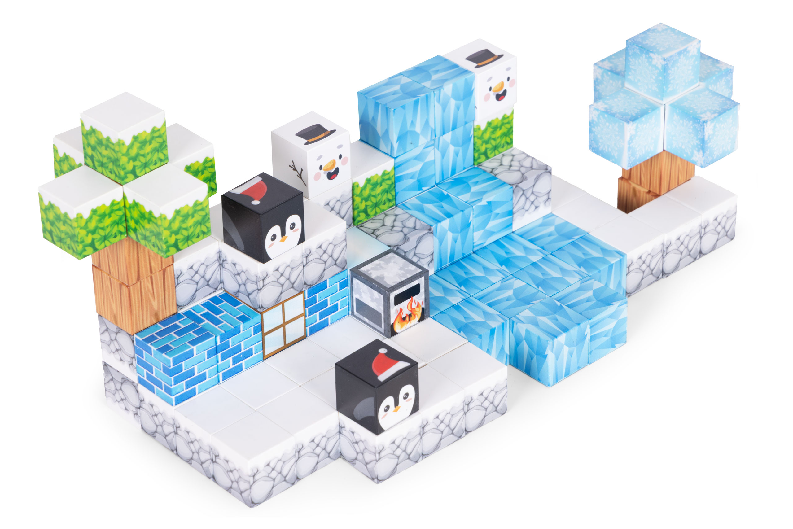 Klocki magnetyczne konstrukcyjne dla dzieci zestaw 97 elementów - Zima - obrazek 3